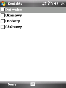 Windows Mobile - Kontakty: Kategorie