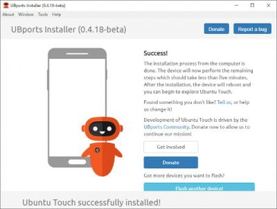 Zakończenie instalacji systemu Ubuntu Touch