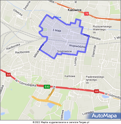 Katowice Strefa Płatnego Parkowania mapa Targeo