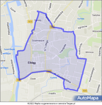 Elbląg Strefa Płatnego Parkowania na mapie Targeo