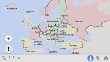 AutoMapa iOS Powiększona mapa Europy