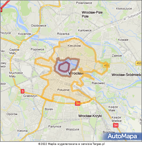 Wrocław Strefa Płatnego Parkowania mapa Targeo