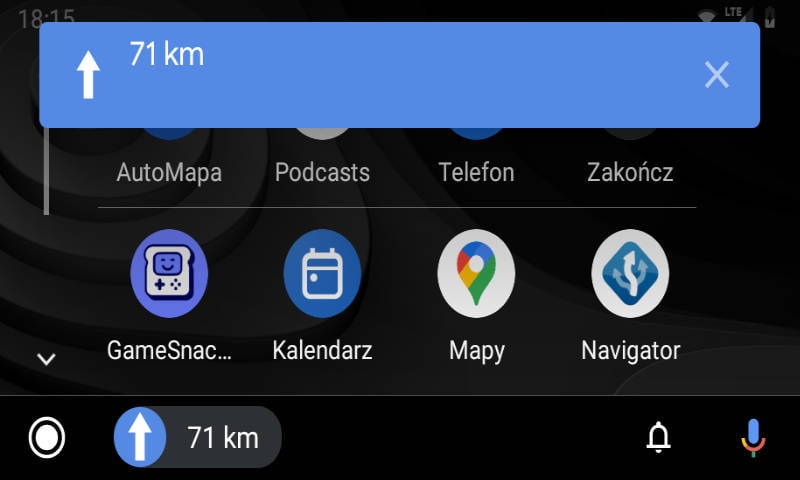 AutoMapa 6.4.7 Notyfikacje w Android Auto